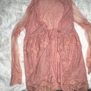Pink lace and cotton sweater
